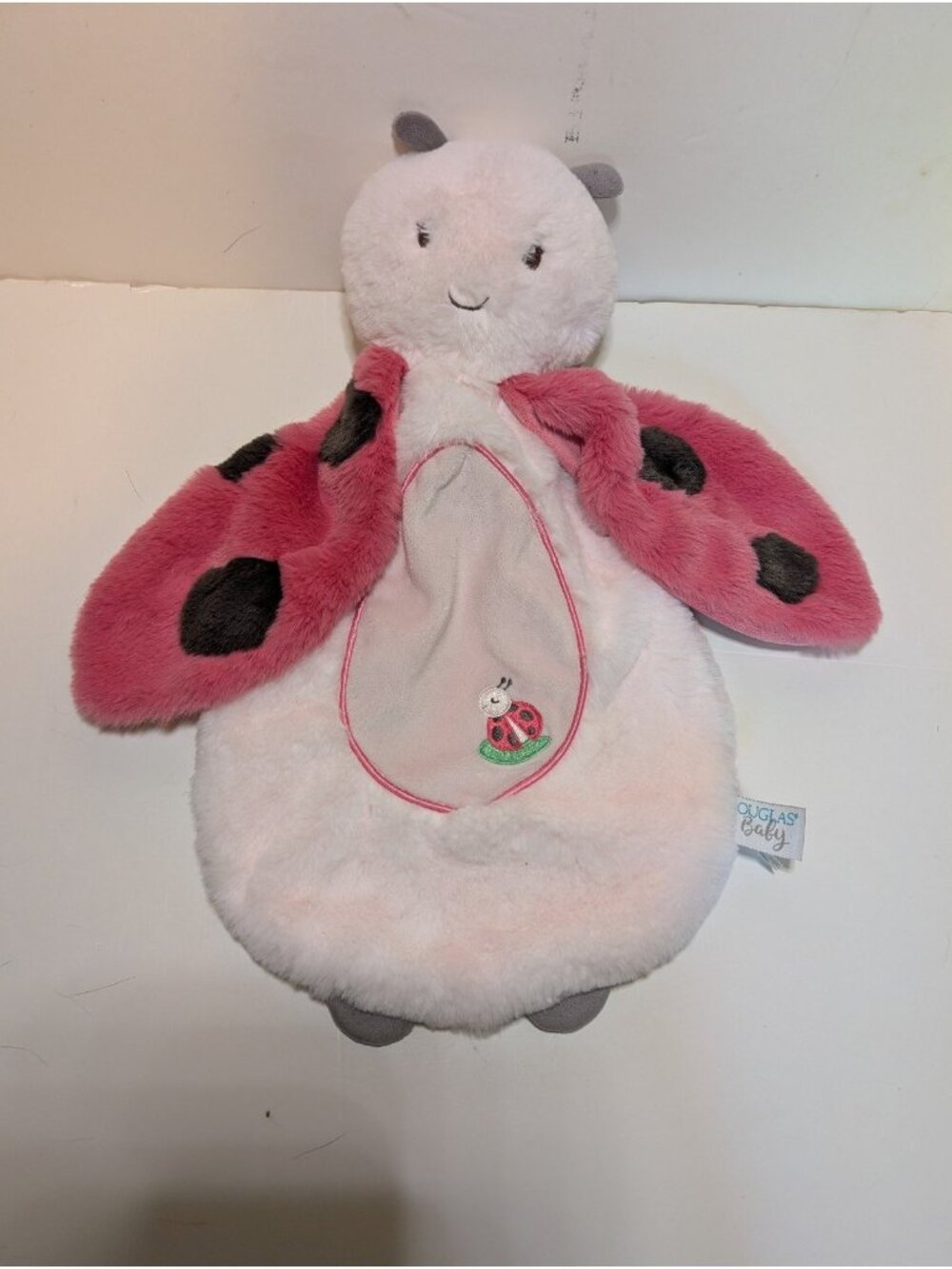 New Douglas Baby Lia Ladybug Plush Sshlumpie Lovey Security Blanket Pink 16"NWOT